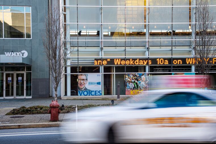 WHYY headquarters, located at 156 N. Sixth St. in 2022. About 7% of the public radio station's budget comes from government funding.