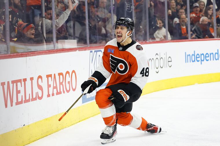 Flyers center Morgan Frost put together his third multi-point game of the season against the Flames.