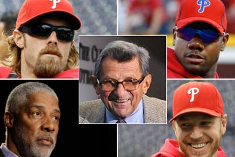 Joe Paterno, Roy Halladay, Ryan Howard, Jayson Werth, and Julius Erving made the top-five. (AP Photos)