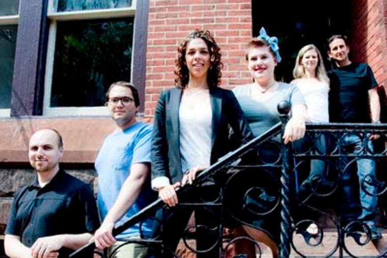 Left to right: Ross Olchvary, Mark Mebus, Nicole Marquis, Rachel Klein, who all worked at Horizons and now own vegan food companies themselves, Kate Jacoby, and Rich Landau, who co-owned Horizons and now own Vedge on Locust. ( ABI REIMOLD / Staff Photographer )