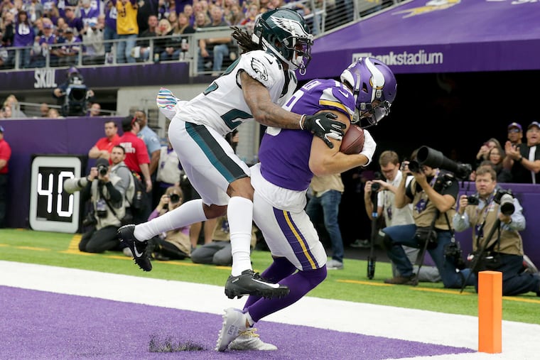 Eagles cornerback Sidney Jones gets beaten on a touchdown pass to Vikings wide receiver Adam Thielen on Oct. 13.
