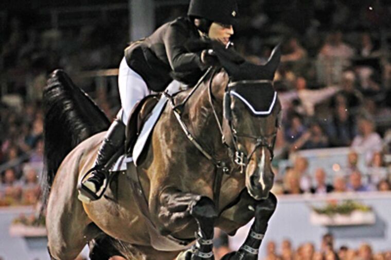 Jessica Springsteen finished fifth at the Grand Prix of the Devon Horse Show Thursday. MICHAEL BRYANT / Staff