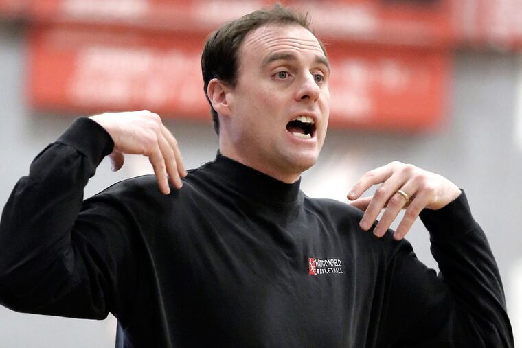 Haddonfield's coach Paul Wiedeman wants a timeout during a January 2015 game.