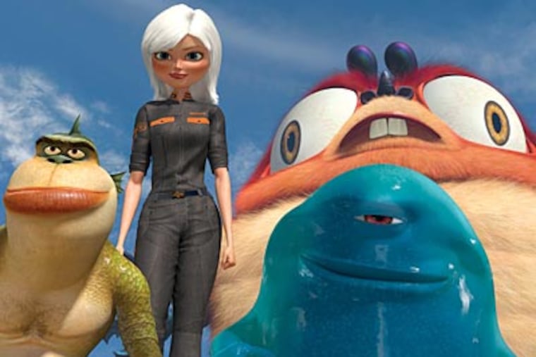 A scene from 'Monsters vs. Aliens' a new 3D animation release.