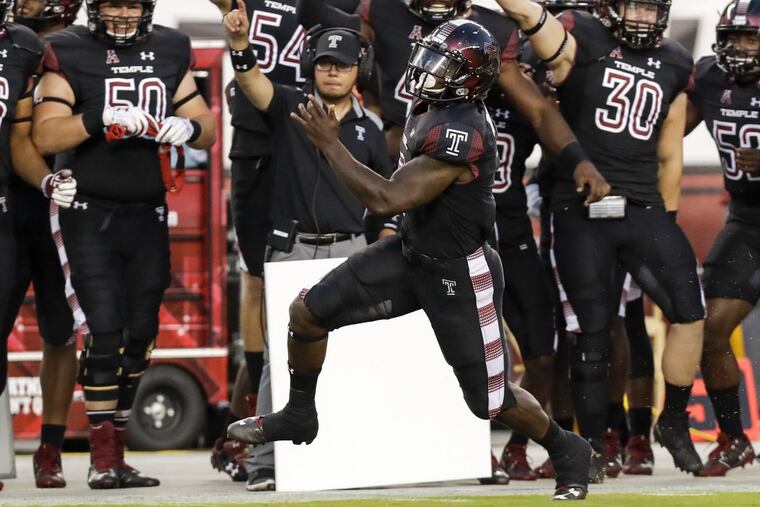 Temple running back Ryquell Armstead runs with the football against UMass on Sept. 15.