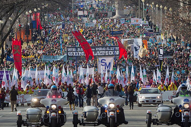 Thousands of demonstrators met in Washington last week to protest Roe v. Wade. PABLO MARTINEZ MONSIVAIS / Associated Press