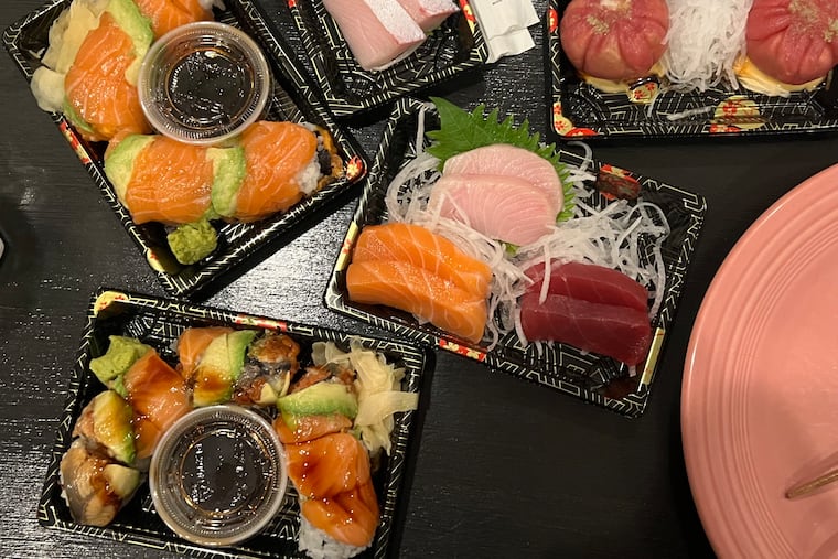 Delivery sushi from Vic Sushi in Rittenhouse.