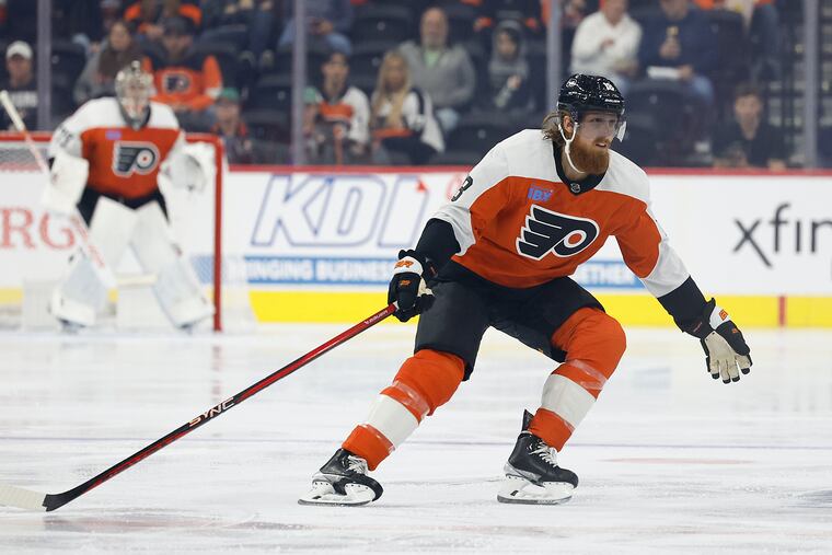 Flyers defenseman Marc Staal skates during a preseason game against the New Jersey Devils on Sept. 30.