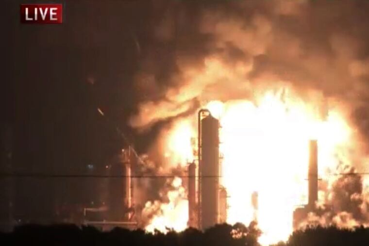 The Friday, June 21, 2019 explosion at Philadelphia Energy Solutions complex, in South Philadelphia as shown in video by NBC10 Philadelphia.