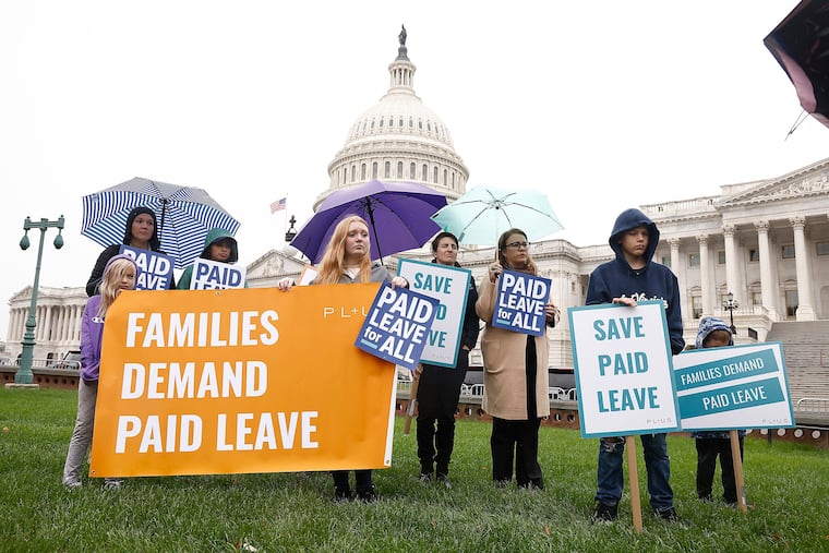 Families, parents, and caregivers bring their stories and voices to Capitol Hill to call on Congress to include paid family and medical leave in the "Build Back Better" legislative package during an all-day vigil spotlighting the human cost of not having a national paid leave policy, on Nov. 2, 2021 in Washington, D.C.