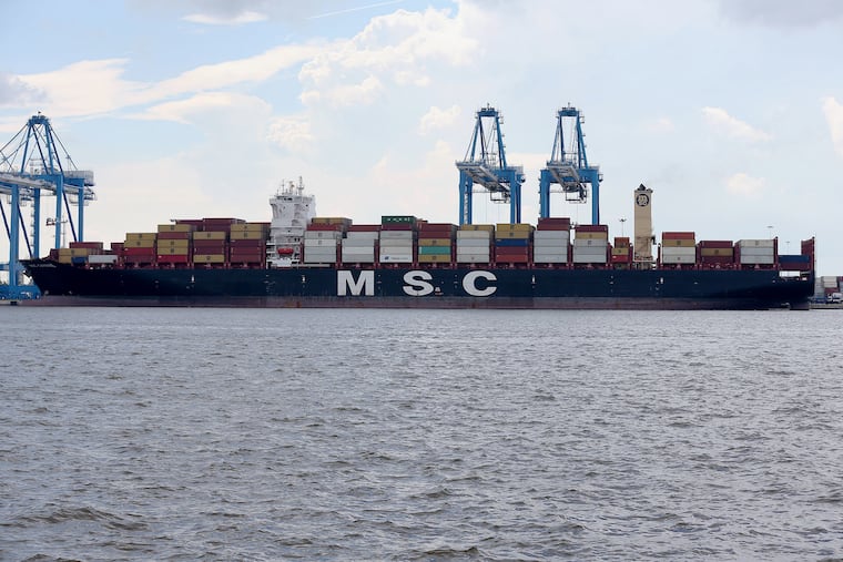 The MSC Gayane container ship is pictured at the Packer Avenue Marine Terminal in South Philadelphia in June 2019. Officials seized more than 20 tons of cocaine from shipping containers aboard the ship.