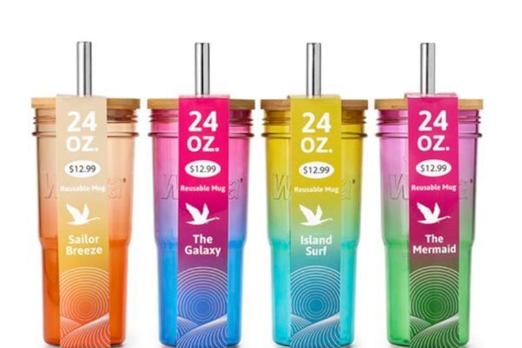 This photo provided by the U.S. Consumer Product Safety Commission shows an example of the HALO reusable tumblers with metal straws being recalled Thursday, Oct. 31, 2024, due to a laceration hazard. (U.S. Consumer Product Safety Commission via AP)