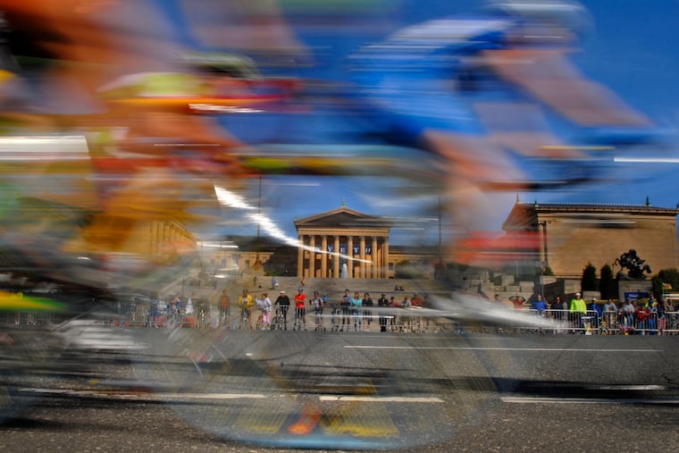 Cyclists speed past the Philadelphia Museum of Art on their first lap in the 2006 Philadelphia International Championship.