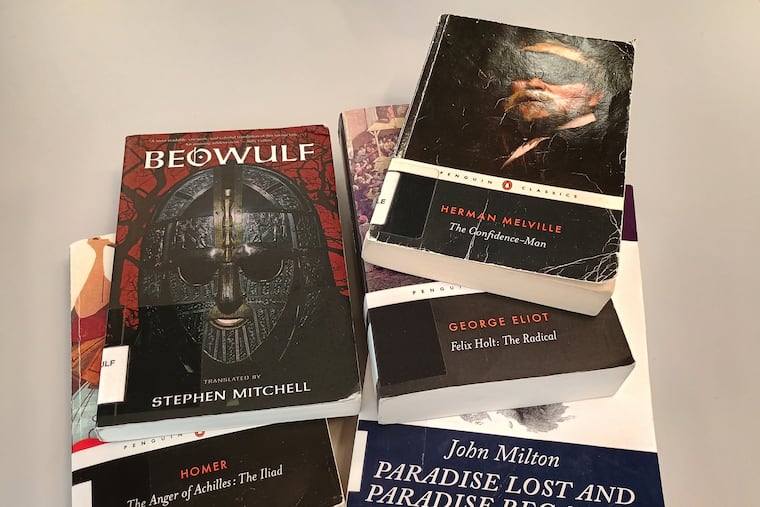 Books by some of the authors listed in the Classic Learning Test’s author bank. Two-thirds of the passages on the standardized test are drawn from that list.