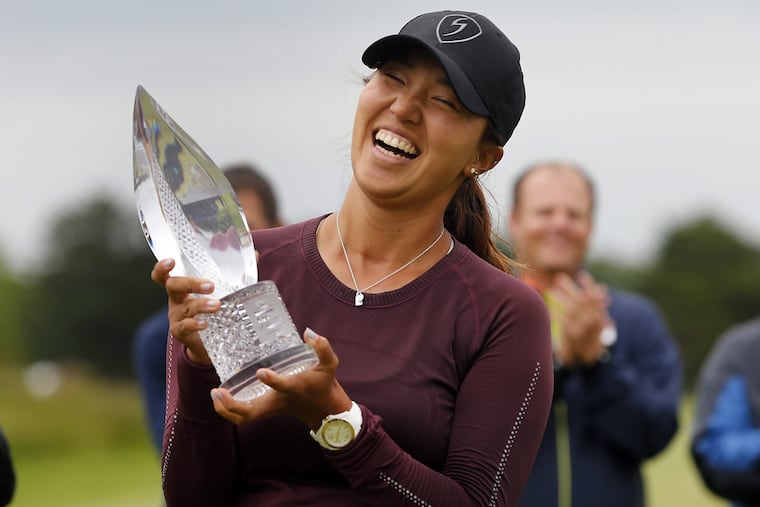 Annie Park celebrates after winning the ShopRite LPGA Classic.