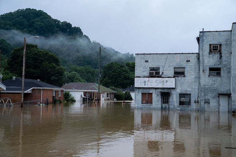 Flooding in downtown Jackson, Ky., on Friday.