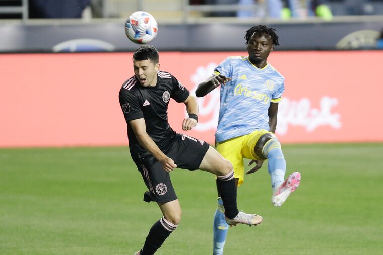 Union defender Olivier Mbaizo (right) could be part of Cameroon's World Cup team.
