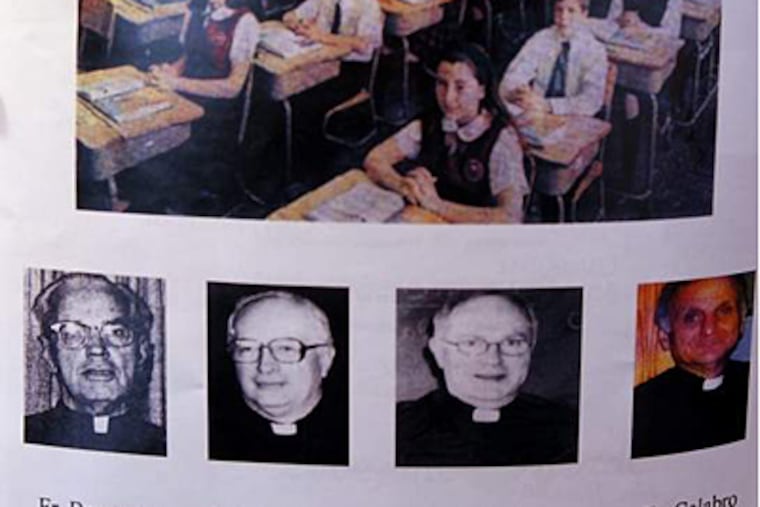 A page with a photograph of Father David Sicoli in the 2011-2012 Holy Spirit year book on Tuesday, June 12, 2012. (For the Daily News)