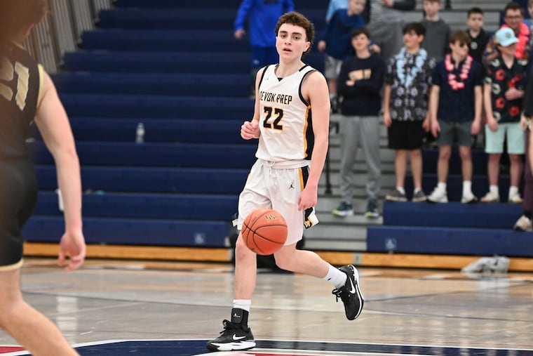 Devon Prep senior Zach Orchard handles the ball during a game against Delone Catholic earlier this month at Cardinal O’Hara.