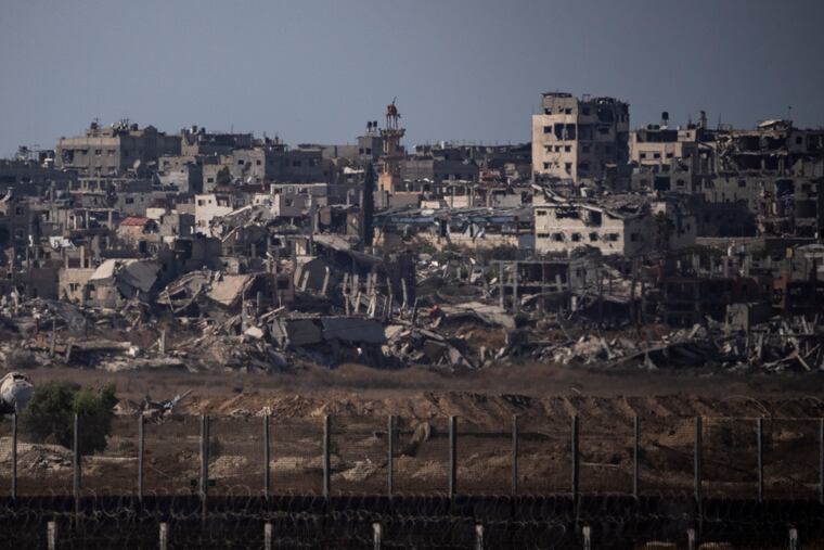 Destroyed buildings stand in the Gaza Strip on Monday, July 8, 2024.