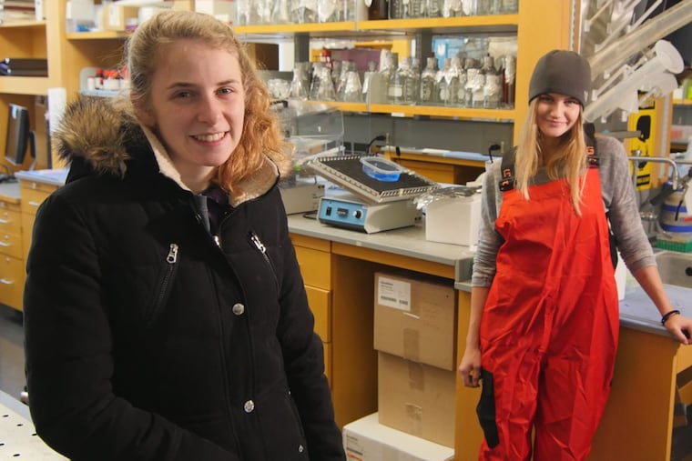 Rutgers University students Taylor Dodge, left, and her roommate, Rachael Young, are headed for opposite ends of Antarctica to study climate change.