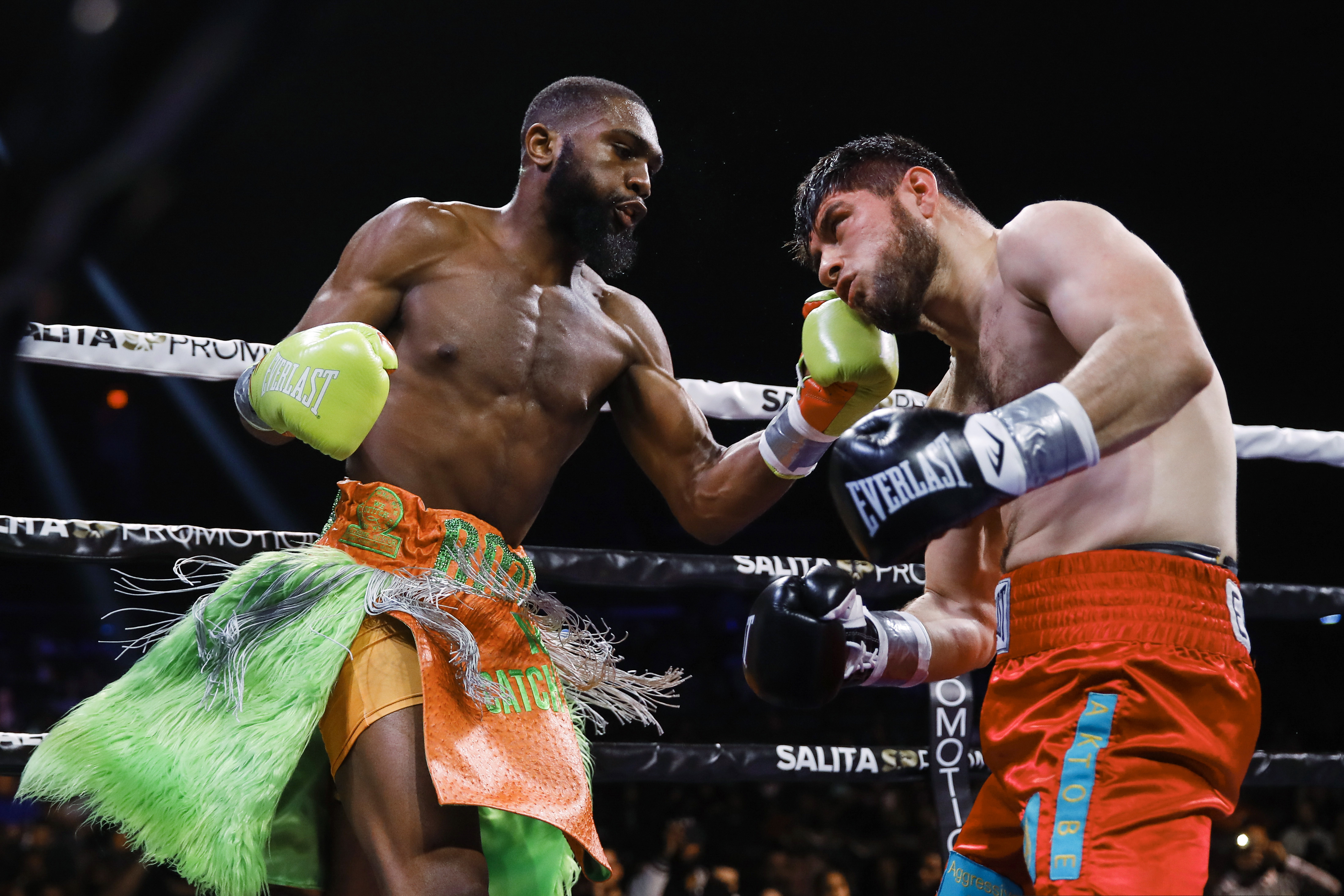 Jaron Ennis (left) has knocked out 16 straight opponents.