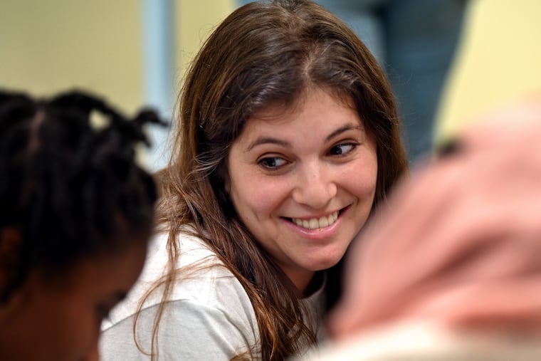 Raise the Bar founder Karly Forman Cohen leads the “Social Squad' event for teens with disabilities at her Camden office Thursday, Oct, 12, 2023. The organization offering resources and support for individuals with disabilities and their families will be celebrate their first birthday with a November fundraiser.