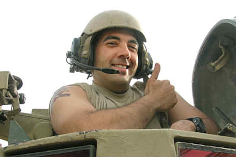 Army First Lt. Vince Caliguire on active duty with his Pennsylvania National Guard unit in Iraq.