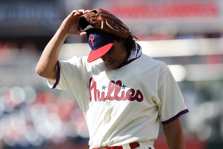 Phillies pitcher Jason Vargas walks to the Phillies dugout before the Phillies played the New York Mets on Saturday, August 31, 2019 in Philadelphia.
