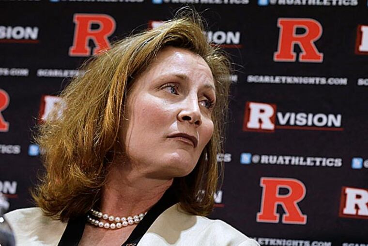 Rutgers is intent on drawing the blinds now and waiting until the furor over the hiring of new athletic director Julie Hermann goes away. (Mel Evans/AP)