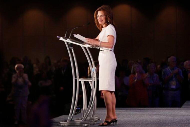 Republican presidential hopeful, Rep. Michele Bachmann, R-Minn., speaks at the Republican Leadership Conference in New Orleans, Friday, June 17, 2011. Tough talk from the candidates vying for the 2012 GOP presidential nomination has escalated in recent weeks into a game of one-upsmanship at a thousands-strong Republican gathering. (AP Photo/Patrick Semansky)