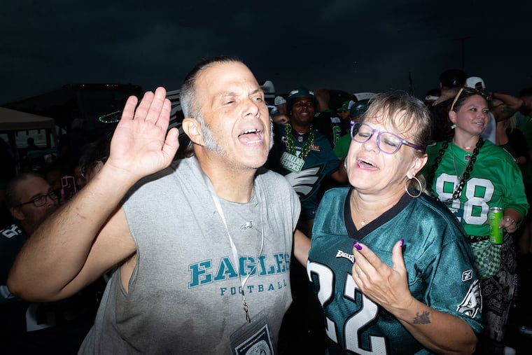 A photo of Eagles fans tailgating from Mike Cordisco's new book, "Sermon on the Lot."
