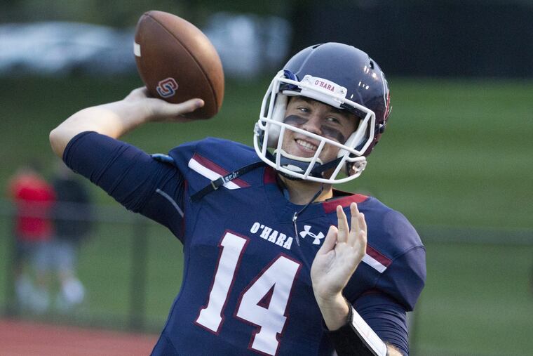 Cardinal O'Hara senior quarterback Luke Sprague (14) has thrown for 811 yards and seven touchdowns.