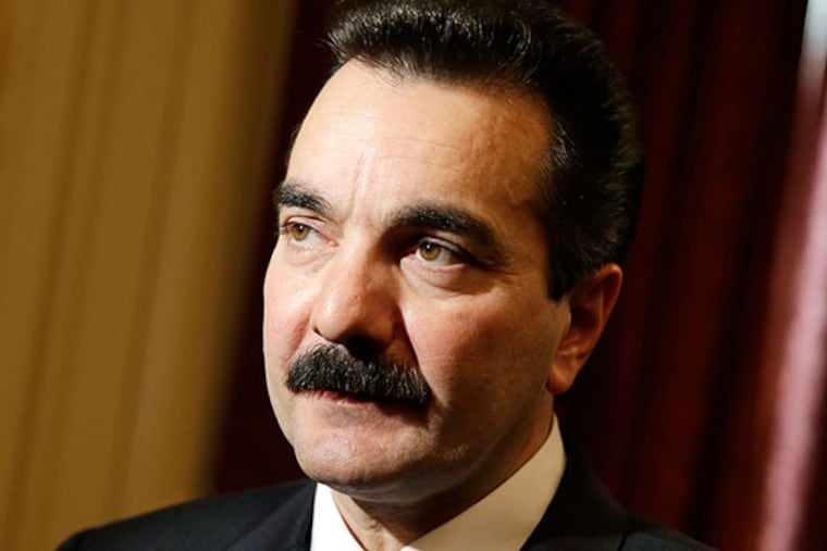 Incoming New Jersey Assembly Speaker Vincent Prieto, D-Secaucus, N.J., listens to a question Monday, Jan. 13, 2014. (AP Photo/Mel Evans)