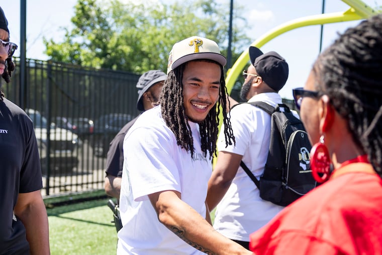 Makai Lemon, pictured here at last month's Open Door Abuse and Prevention youth football clinic, said he's had a productive offseason despite his injury setback.