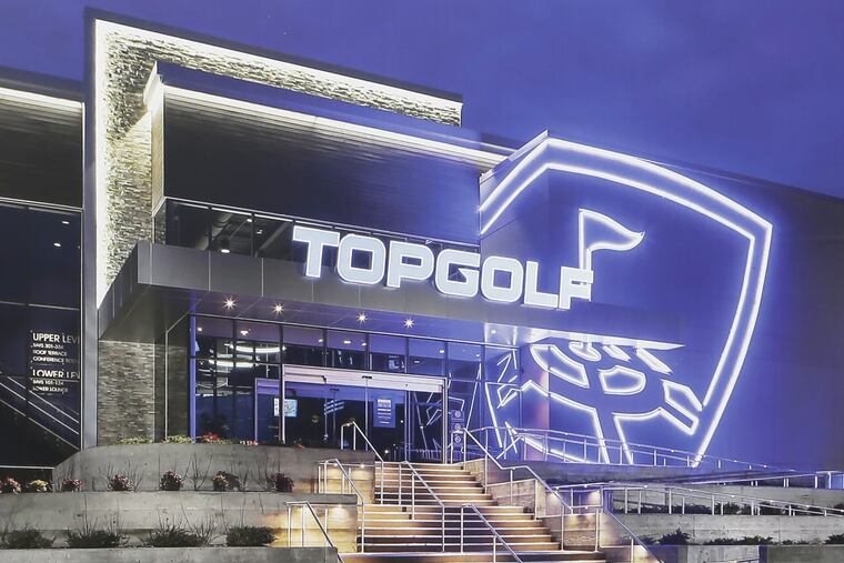 Artist rendering on the sign at the, still under construction, Topgolf entertainment center in Mount Laurel, NJ
