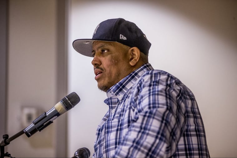 Luis Suave Gonzalez speaks to students at the Esperanza Academy Charter School the day he got out of prison, after 31 years, to ask their forgiveness.