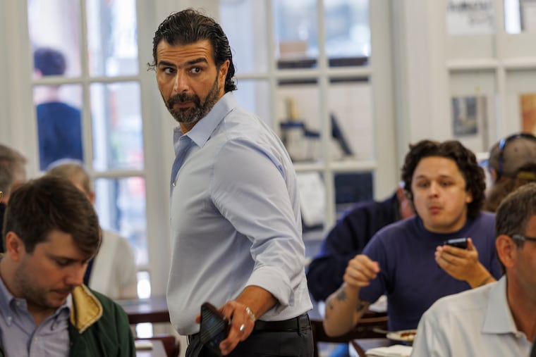 The developer Mo Rushdy at the traditional Primary Day lunch at the Famous 4th Street Deli in South Philadelphia in May.