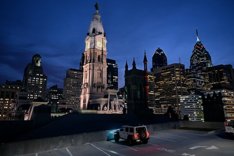 December 23, 2024: The Philadelphia skyline close to the winter solstice (It occurred at 4:19 a.m. on Saturday, Dec. 21, when the sun was right above the Tropic of Capricorn.)