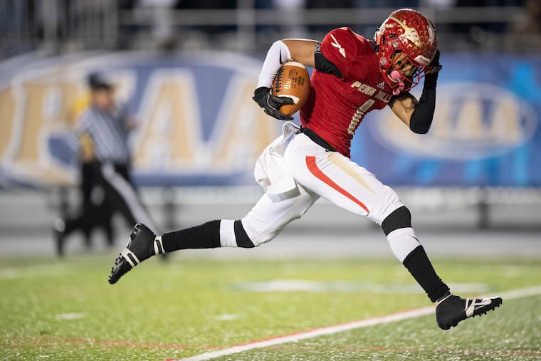 Penn Hills' Daequan Hardy scoring a touchdown against Manheim Central during the PIAA Class 5A championship game in December.