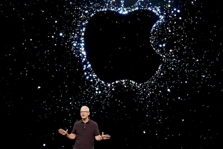 Apple CEO Tim Cook speaks at an Apple event on the campus of Apple's headquarters in Cupertino, Calif., on Wednesday.