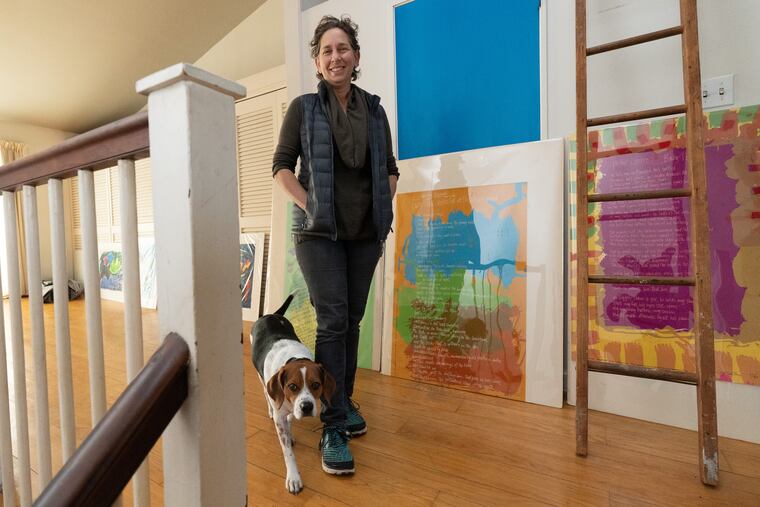 Ani Maitin, at her childhood home, often used for art shows for her father, well-known Philadelphia artist Sam Maitin.