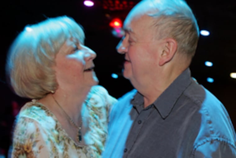 Cha-cha man Dave Leidy of Collingswood and his regular partner, Dot Perry of Bellmawr, take a turn around the newly rebuilt Stardust Ballroom with its "floating" dance floor.