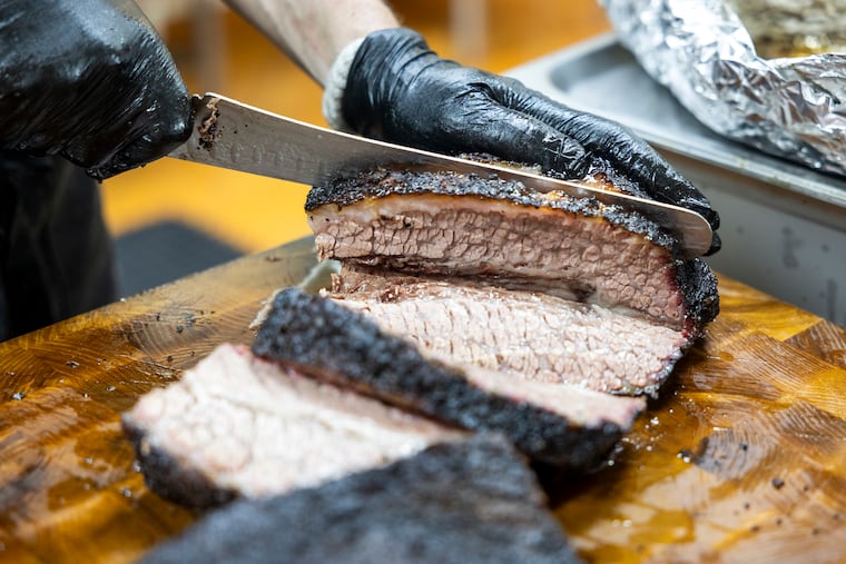 Fresh cut brisket John Parson's Texas Barbecue in Colmar, Pa., on Thursday., April. 16, 2026.