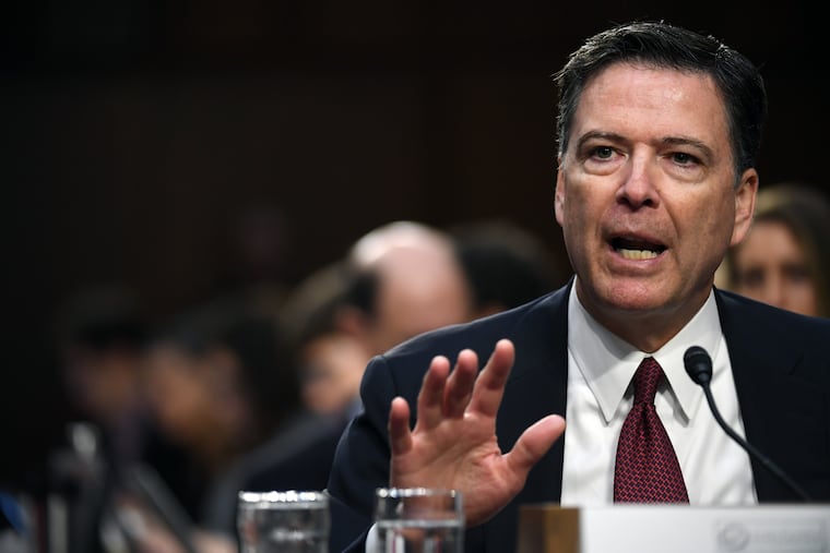 Former FBI director James B. Comey, appearing before a Senate committee in 2017, is in court to fight charges he made false statements during a 2020 Senate hearing and obstructed Congress.