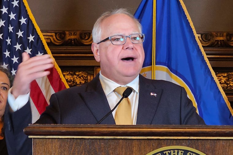 Democratic Minnesota Gov. Tim Walz speaks at a news conference at the Minnesota State Capitol in St. Paul last year.