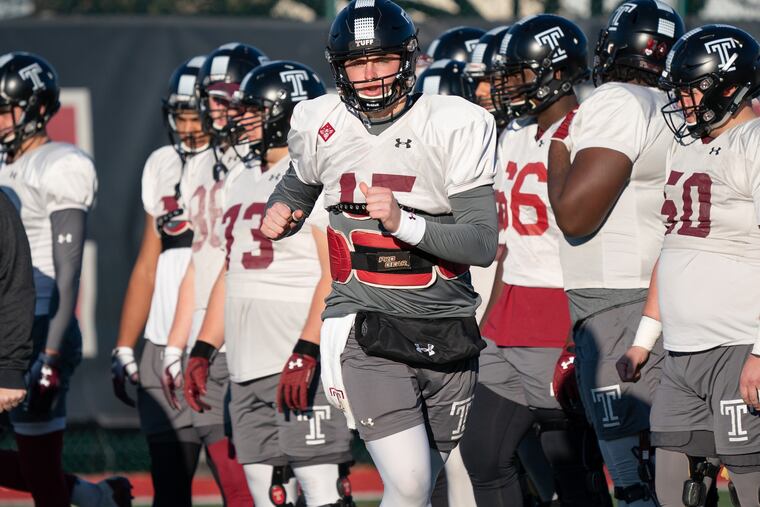 Temple quarterback Anthony Russo (middle) started 10 games last season.
