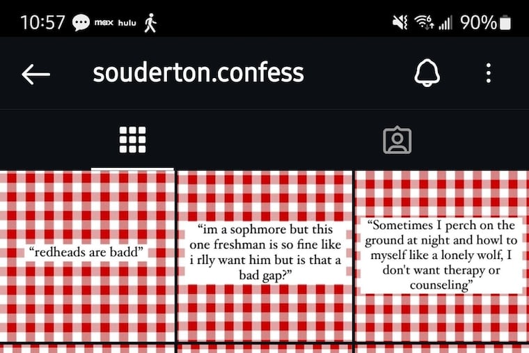 A sampling of posts from the souderton.confess Instagram account.