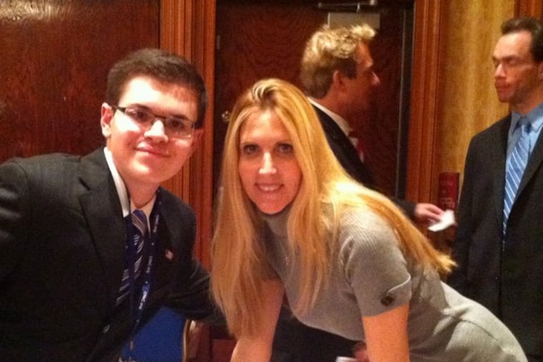 Adam Savader collected photographs of himself with political celebrities. Here Savader poses with Ann Coulter. (FACEBOOK)