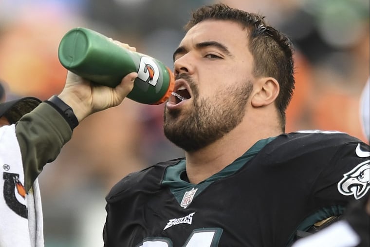 Eagles guard Stefen Wisniewski missed last week with an ankle injury, and won’t go against the Raiders on Monday night.